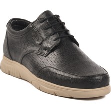 Siyah Hakiki Deri Erkek Günlük Ayakkabı D2302 M