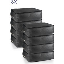 Vedsey 8'li Set 53X44X20 cm Home Organizer Çekyat & Baza Altı Düzenleyici Hurç Siyah