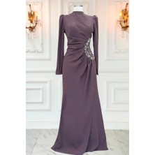 Amine Hüma Miray Tesettür Abiye Vizon