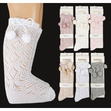 Kız Bebek Ponpon'lu File Golf Çorap 1 Çift