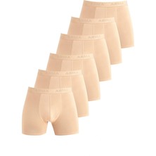 Erkek Ten Rengi Görünmez Boxer 6'lı Paket Iç Göstermeyen Pamuklu Likralı Yumuşak ve Esnek