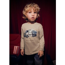 Mayoral Erkek Çocuk Baskılı Sweatshirt Bej