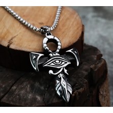 Daisy Shop Antik Eskitme Paslanmaz Çelik Eski Mısır Horus Göz Ra Kolye