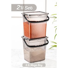 2'li 6 Litre Un ve Bakliyat Saklama Kabı, Gri, Şık ve Kullanışlı Set