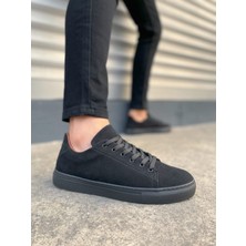 JY122 Mode Bağcıklı Süet Erkek Günlük Sneaker Ayakkabı Sst - Siyah