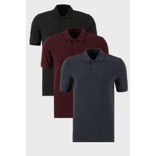Buratti Pamuklu Regular Fit Düğmeli Polo Yaka 3'lü Paket T Shirt Erkek T Shirt 5902127S3