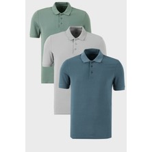 Buratti Pamuklu Regular Fit Düğmeli Polo Yaka 3'lü Paket T Shirt Erkek T Shirt 5902127S3