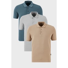 Buratti Pamuklu Regular Fit Düğmeli Polo Yaka 3'lü Paket T Shirt Erkek T Shirt 5902127S3