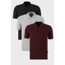 Buratti Pamuklu Regular Fit Düğmeli Polo Yaka 3'lü Paket T Shirt Erkek T Shirt 5902127S3