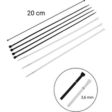 Zenith Kablo Bağı & Plastik Kelepçe & Cırt Kelepçe 3,6X200 mm Beyaz 100 Adet
