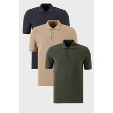 Buratti Pamuklu Regular Fit Düğmeli Polo Yaka 3'lü Paket T Shirt Erkek T Shirt 5902127S3