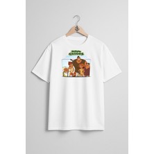 Oversize Dawn Of The Croods Göğüs Tasarımlı Unisex T-Shirt