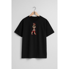 Oversize Karagöz ve Hacivat Göğüs Tasarımlı Unisex T-Shirt
