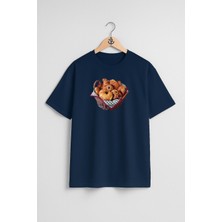 Oversize Croissant Bread Kruvasan Sepeti Göğüs Tasarımlı Unisex T-Shirt