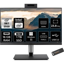 Acer Veriton 4000 i7 13700 All In One Bilgisayar 16GB RAM 1TB SSD 23.8" FHD Win11 Home + Per4 USB DQR03EM00GP363