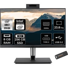 Acer Veriton 4000 i7 13700 All In One Bilgisayar 8GB RAM 256GB SSD 23.8" FHD FreeDOS + Per4 USB DQR03EM00GP301