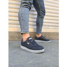 JY0118 Rex Bağcıklı Keten Kumaş Erkek Günlük Sneaker Ayakkabı Kgt - Füme