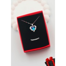 Kadın Paslanmaz Çelik Gümüş Okyanus Kolye ve Yüzük Set (Kutulu)