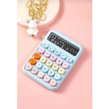 12 Haneli Güneş Enerjili Hesap Makinesi - Açılı Geniş Ekran, Çift Güç Kaynağı Solar Pil Mavi Renk