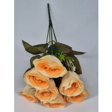 Somon Turuncusu Yakamoz Gülü –7 Li Yapay Gül Buketi, Dekoratif ve Zarif Aranjman
