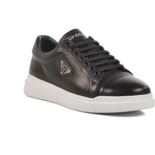 Siyah-Beyaz Hakiki Deri Erkek Sneaker Premium 2040 M