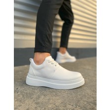 JYX03 Luxor Bağcıklı Cilt Erkek Günlük Spor Klasik Ayakkabı Cbt - Beyaz