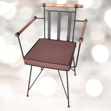 40X40 Kahverengi Su ve Leke Itici Fermuarlı Bağcıklı Siyah Biyeli Sandalye Minderi 5 cm