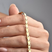 14 Ayar Altın Kaplama Italyan Gösterişli Birbirine Geçen Kare Hafif Gümüş Bileklik - BP00105