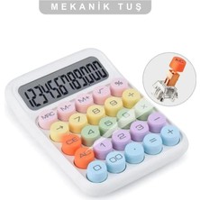 12 Haneli Güneş Enerjili Hesap Makinesi Açılı Geniş Ekran, Çift Güç Kaynağı Solar Pil Beyaz Renk