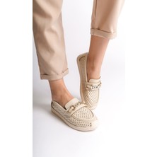 Lıly Bağcıksız Ortopedik Rahat Taban Kalp Desenli Kadın Babet Ayakkabı  Ckt - Krem