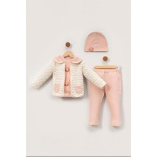 Minigimin Cicileri Yaka Nakış Papatya Motif Desen 4 Lü Kız bebek takım - Somon