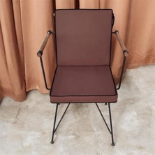 40X80 Kahverengi Su ve Leke Itici Fermuarlı Bağcıklı Siyah Biyeli Sandalye Minderi 5 cm