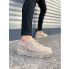 JY502 Bold Bağcıklı Süet Erkek Günlük Sneaker Ayakkabı Skt - Krem