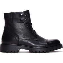 Erkek Siyah Fermuarlı Deri Casual Bot 25WFD7002FT