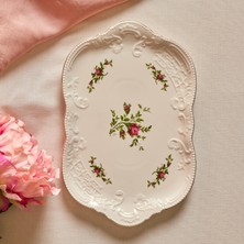 Karaca Vintage Rose Kayık Tabak 35 cm Krem