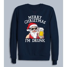 Drunk Merry Christmas Baskılı Erkek Yeniyıl Sweatshirt