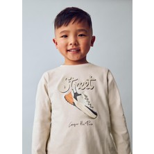 Mayoral Erkek Çocuk Baskılı Sweatshirt Bej