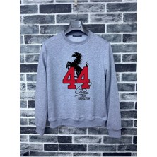 Kapüşonsuz Lew Hamiltn 44 Baskılı Pamuklu Bisiklet Yaka Sweatshirt