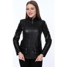 Hakiki Deri Siyah Clark Kadın Ceket