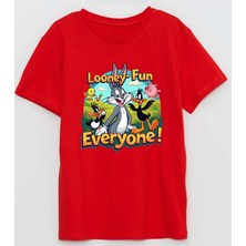 Herkes Looney T Hayranı Baskılı Pamuklu Çocuk Tshirt