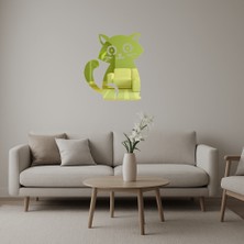 Sevimli Kedi Gülümseme Altın Aynalı Tablosu - DROPX9665-7291