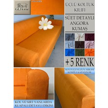 Süet Detaylı Angora Kumaş 3lü Komple Giydirme Kanepe & Çekyat, Bohem, Porto, Vb. Model Koltuk Kilifi