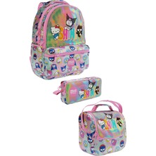 Wiggle Hello Kitty - Kuromi Lisanslı Yeni Koleksiyon Premium 3'lü Okul Seti Sırt Çantası-Beslenme Çantası-Kalemlik