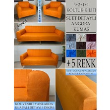 Süet Detaylı Angora Kumaş 3+2+1+1 Komple Giydirme Kanepe&çekyat, Bohem, Vb. Model Koltuk Kılıfı