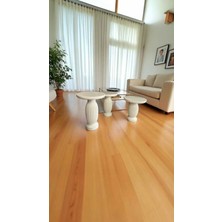 Simillo Home & Living 3’lü Ahşap Mantar Sehpa Seti – Krem Renk Yan Sehpa Takımı