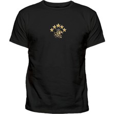 Minimal Aslan Baskılı 5 Yıldız Tişört Baskılı Pamuklu Erkek Tshirt