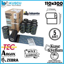 Inkanto Armor 110MMX300MT Wax Ribon Kuşe&vellum 5 Adet
