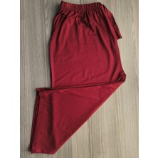 Fresco Scarfs Büyük Beden Bordo Pamuklu Likralı Viskon Cepli Kapri Pijama Pantolon - XL Rahat Kesim
