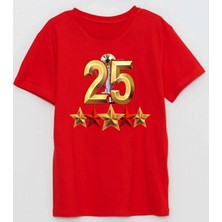 Kupa 25 Altında 5 Yıldız Baskılı Pamuklu Yetişkin Tişört