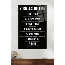 Hayatın 7 Kuralı Motivasyon Yazılı Cam Tablo, Modern Ev ve Ofis Dekoru, Hediyelik Duvar Dekorasyonu
